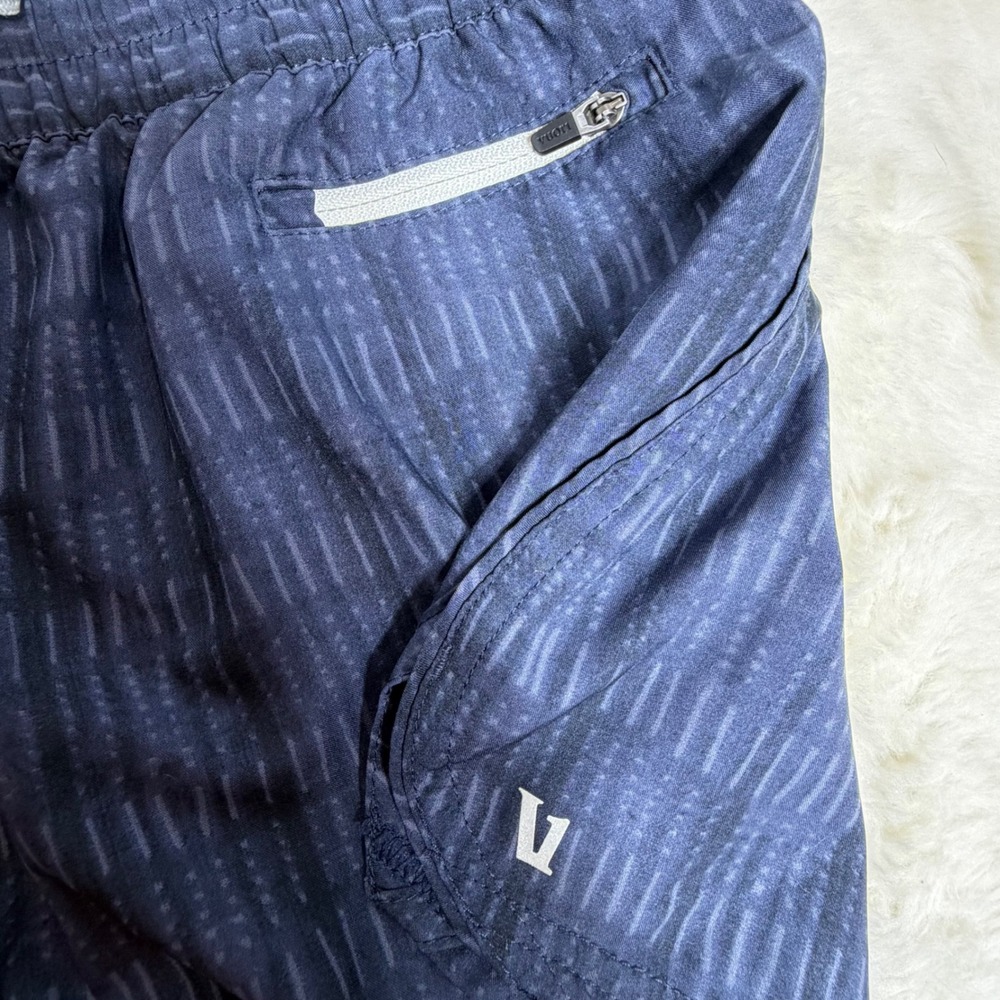 Vuori Clementine Shorts Womens Large Ink Shibori Grid Pattern Blue Athletic - Picture 3 of 8